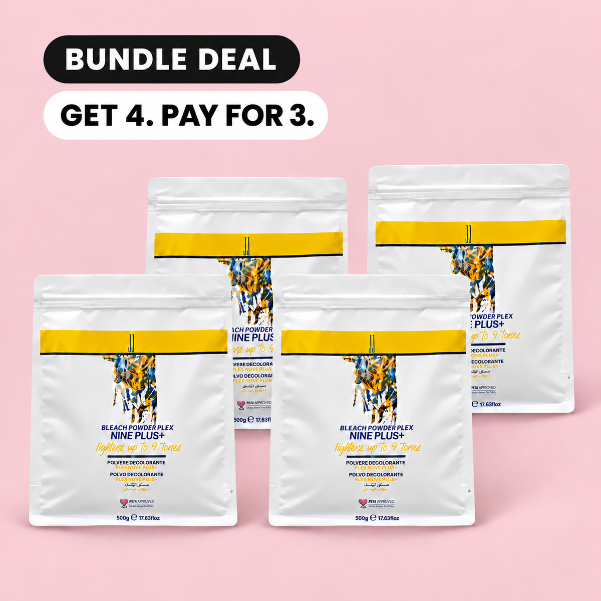 JJ Plex 9+ Bleach Powder — Get 4 × 500g. Pay for 3.